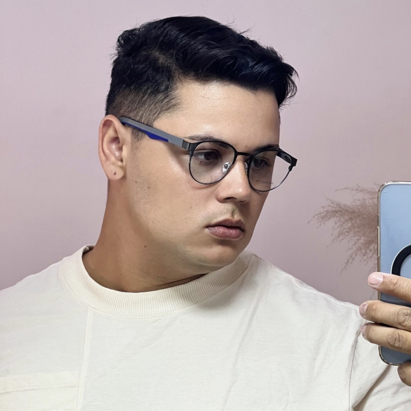 Armação de Óculos 5510 Redondo Grafite e Azul